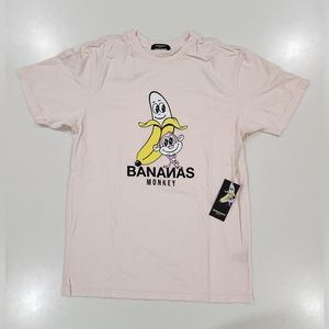 BANANAS MONKEY|Homes Graphic Logo Pink T Shirt|Men's Size Medium|
